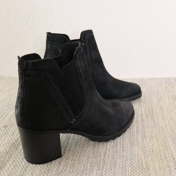 Clarks Leda Up Black Suede Ankle Boots Women’s Size 10 Chunky Block Heel - Picture 8 of 15
